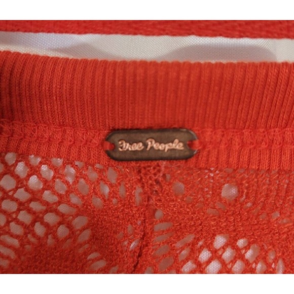 Free People Not Cold in This Bright Orange Knit Lace Oversized Sweater - Picture 6 of 7